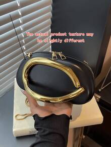 黑色PU皮手拿包 - 情人节理想之选，舒适时尚，款式别致，个性化礼物之选，2025年必备单品，风格独特，适合各种场合，价格亲民，质感奢华，完美搭配女士舞会礼服、亮片裙、优雅连衣裙、正式舞会包，伴娘理想礼物，新娘送礼会优雅之选 - 黑色 - 查看 9