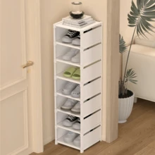 1pc Dust-Proof Single-Row Multi-Tier Shoe Rack, Entryway Furniture Shoe Organizers,Easy To Assemble And Move, Suitable For Entryway, Closet, Living Room, Bedroom - màu đen - Xem 3