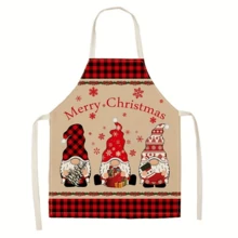 5 pièces/set Tabliers de Noël, nouveaux tabliers en lin imprimés de manière créative pour la décoration des fêtes, les fêtes, la cuisine à la maison, le Père Noël et les tabliers décoratifs, tabliers de cuisine unisexes - Multicolore - Voir 4