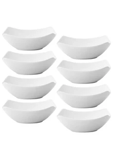 2/4/6/8/10pcs Reusable Salad Bowl Set, Suitable For Cold Dishes, Cooked Foods, Desserts, Party Foods, Stackable Storage, Perfect For Family Gatherings, Hotels, Outdoor RV Camping, Picnic Parties, Summer Wedding Tableware - White - View 12
