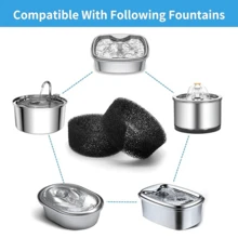 Schaumstofffilter für Haustier-Brunnen, runder schwarzer Schwammfilter, Ersatzfilter für 2,5 L / 84 Oz Edelstahl Katzen-/Haustier-Trinkwasserbrunnen, für gesunde und saubere Tiere