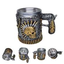 Caneca de Chopp Cerveja Punk Caveira Rock Decoração Casa Bar - Prata - Visão 6