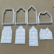 4pcs Christmas Gingerbread House Cookie Cutter Mold (No Handle), Cake Sealing Ring, Icing Cake Decorating, DIY Baking Tools - White - View 5