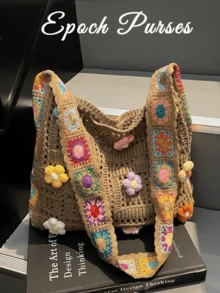 Women's Boho Embroidery Crossbody Bag Crochet Beach Bags For Women Hollow Out Crochet Knit Shoulder Bag Crochet Tote Bag Crochet Knit Boho Shoulder Bag For Women, Hollow Out Embroidery Crossbody Bag Tote Handbag For Sending Friends Shopping, Dating, Thanksgiving Dinner Purse - Nhiều màu - Xem 4