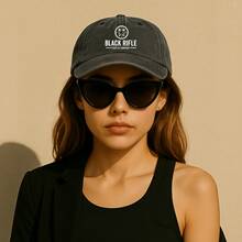 Dad Hat, Black Rifle Coffee Company Print, Washed Cotton, Vintage Retro Style, Adjustable Breathable, Fall Accessories, Unisex - màu đen - Xem 3