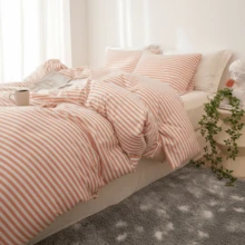 Vclife Vintage Floral Comforter Set Four Sizes, All Seasons Muslin Cotton Bedding Set, 3 Pieces Farmhouse Shabby Chic Jacquard Floral Comforter Set Perfect For Women And Men - Bộ chăn ga gối đệm - Sọc hồng - Xem 7