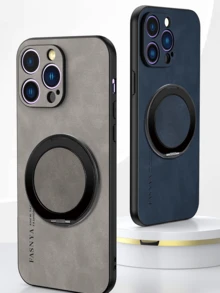 270°旋转商务防震防指纹PU皮革质感手机壳，兼容 17/ Galaxy / Honor / OPPO / Redmi / Infinix，灰色 - 灰色 - 查看 6