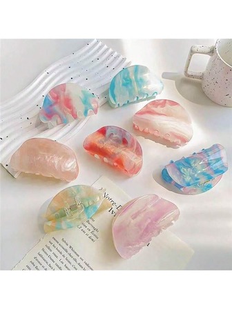 Pinza de pelo en forma de semicírculo con cielo estrellado fotocromático, accesorio de pelo elegante y chic que cambia de color con la luz solar, pinza de invierno