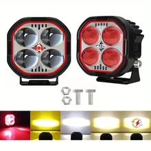 2 Pieces Magnifying Glass Headlights LED Spot Light 5 Modes With Strobe Devil Eye For Motorcycle And Car - Black - View 1