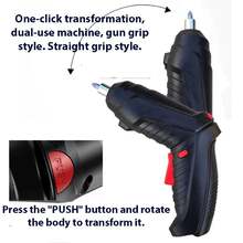 Destornillador eléctrico, portátil, pequeño, para uso doméstico, mini destornillador eléctrico, multifuncional - Negro - Ver 4