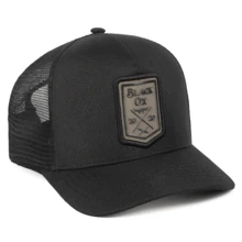 Men's All Black Mesh Cap With Curved Brim And Embroidery - Beige - View 2