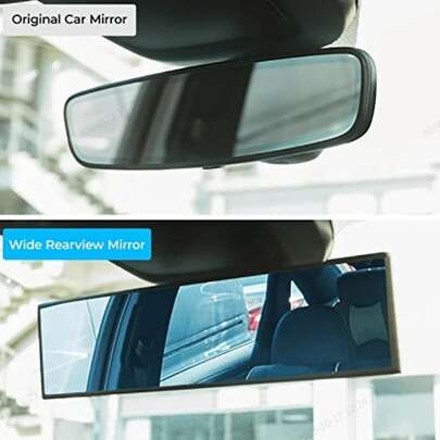 1pc Rear View Mirror, Universal 11.81 Inch Panoramic Convex Rearview Mirror, Interior Clip-On Wide Angle Rear View Mirror To Effectively Reduce Blind Spots
