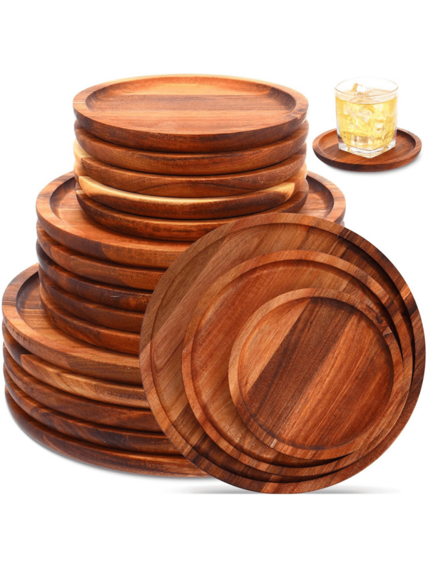 1 Piece Of Retro Wooden Decorative Tray, Round Candlestick Base, Tabletop Storage Tray, Perfume Tray, Bathroom Tray, Wooden Tray For Tableware, Cake Tray, Kitchen Tray, Birthday Display Stand, Garden Tray, Cupcake Tray