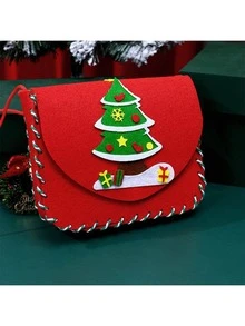 1pc Christmas Gift Bag, Handmade Mini Shoulder Bag, Felt Christmas Gift Bag, DIY Craft Kit, Christmas Eve Apple Bag, Candy Bag, Handmade Gift Suitable For Children