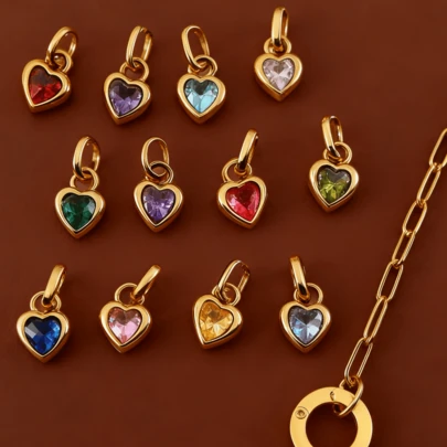 DIY Jewelry Craft Kit - Stainless Steel Colorfuon Heart Birthstone Charms