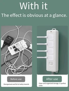 1pc Non-Destructive Drill-Free Wall-Mounted Power Board Bracket - White - View 6