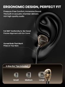 Remax 1.2米 Type-C 有线入耳式耳机，HiFi 动圈麦克风，透明外壳，TPE材质，隔音耳罩，降噪并增强低音，黑/白 - 彩色 - 查看 4