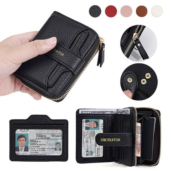 OBCREATOR New Lychee Texture Solid Color Short Women's Wallet Korean Style Snap Button Coin Purse Multi-Functional Fashion High-End Wallet Purse Wallet Mini Wallet Small Wallet For Women For Men Money Wallet Card Wallet Coin Wallet