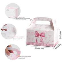 Christmas Bow Print Gift Box With Handle, Pink Paper Packaging Box For Christmas Decoration Holiday Party Favors, Birthday, Wedding Gift Packing Supplies  ﻿ - Pink - View 3