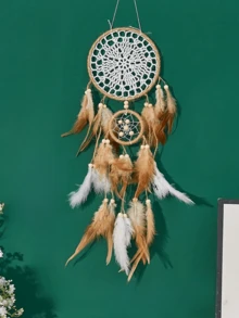 5pcs Handmade Dream Catcher With Feathers Wall Hanging Set - Multifunctional Home And Sofa Decor Crafts, Fashionable Home Wind Chime Dream Catcher Ornaments For Home, Wedding, Room Decor (Feathers Are Artificial) - Five-piece Set - View 11