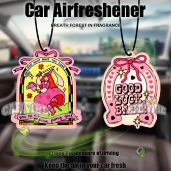 幸运马蹄铁、粉红小马女孩风格、Howday、Yeehow 风格、图案设计汽车空气清新剂 - 悬挂式后视镜香薰片，炫酷汽车装饰，纸质汽车空气清新剂组合套装，多种设计，送给朋友的礼物