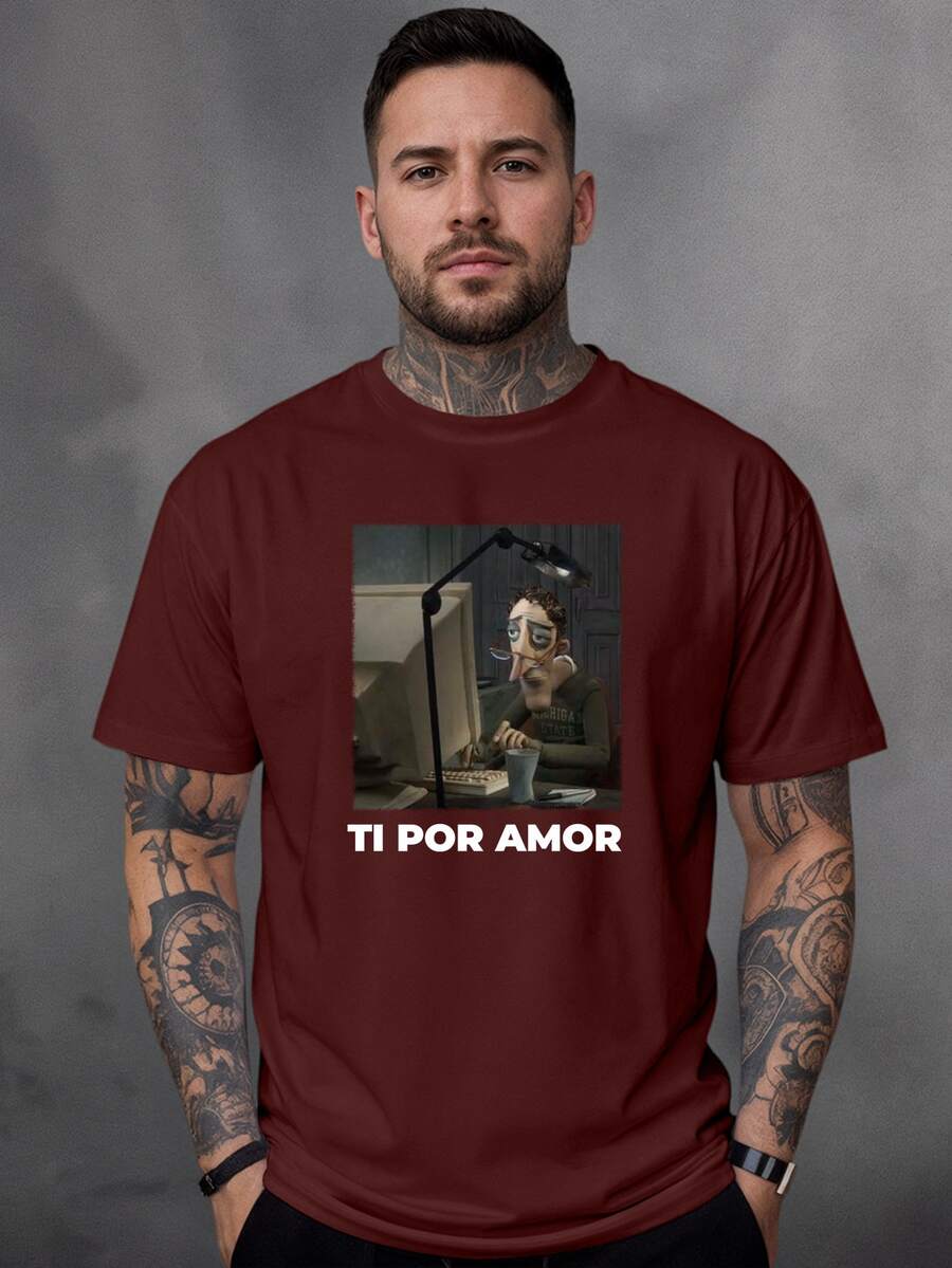 Men T-Shirts - Màu Đỏ Sâu - Xem 1