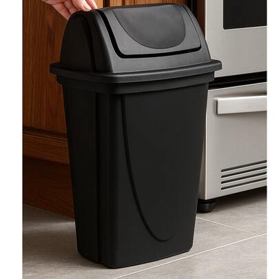 Bote de basura de plástico, con tapa balancín. Capacidad 14 litros, bote de basura para cocina, baño, dormitorio