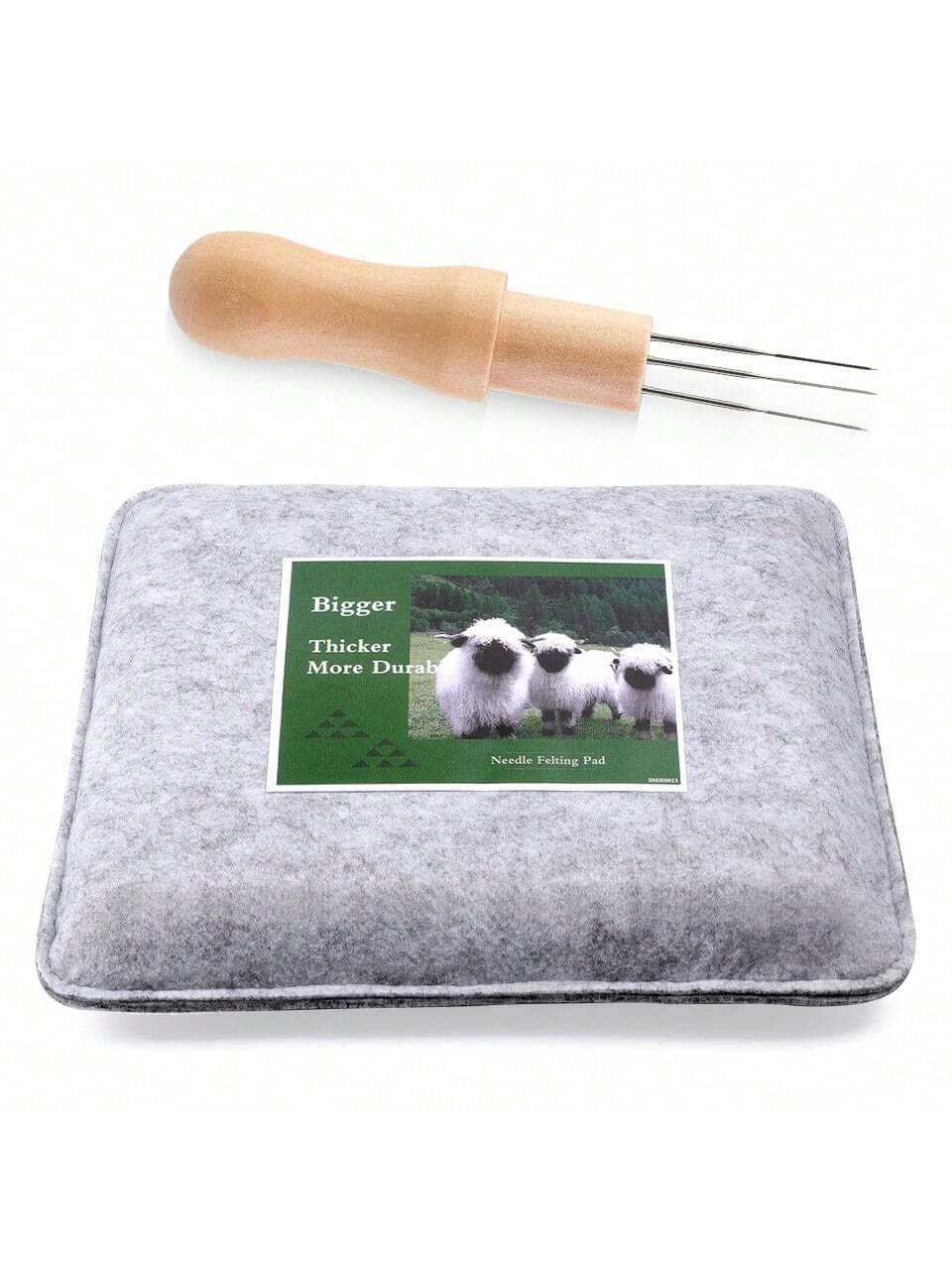 Needle Felting Pad Grey Sponge Needle Felting Mat With Felting Needle Tool With 3 Needles Accommodates Any Felting Project - Grey - View 1