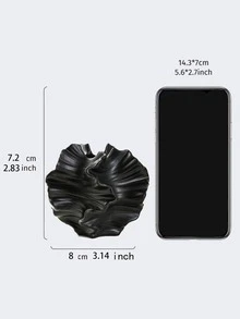 1 pieza Jarrón de cerámica con flor de coral de arte moderno para decoración del hogar y oficina, escultura, decoración bohemia para mesa de café, estantería de oficina, sala de estar (Negro)