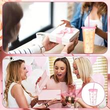 20/10 Pack 24oz Bow Plastic Cups With Straw And Lid, Pink Blue Reusable Travel Tumbler Cups, Heart-Shaped Pattern Iced Coffee Drink Cup, Suitable Birthday, Festival, Wedding, Anniversary And Party Supplies Valentine's Day,, Mother's Day, Halloween And Graduation Season Gifts - 藍色 - 查看 8