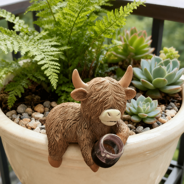 迷人的树脂奶牛摆件，适合装饰阳台、花园和花盆。奇思妙想的设计，适合圣诞节、婚礼、感恩节和新年庆祝活动。