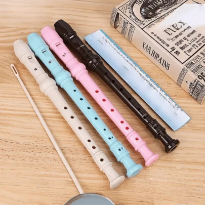 1pc German Style 6-Hole Alto Recorder, ABS Material Beginner German Alto Professional Performance Instrument, Student Practice Vertical 6-Hole Flute With Cleaning Rod Music Instrument Gift