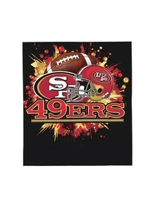 San Francisco 49ers Football Team Logo Soft Flannel Throw Blanket - Cozy And Warm For Sofa, Bed, Office And Travel - 黑色 - 查看 3