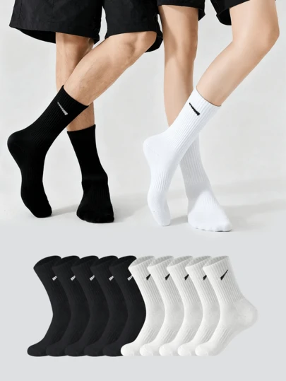 2/5/10/12/20 paires de chaussettes de sport pour hommes, chaussettes de course, chaussettes mi-mollet avec un design anti-dérapant et anti-odeur, chaussettes de basketball