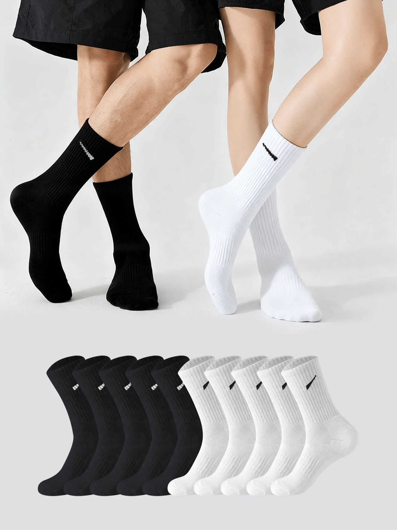 2/5/10/12/20 Pairs Men Sports Socks, Running Socks, Mid-Calf Socks With Anti-Slip & Odor Resistant Design, Basketball Socks - Multicolor - View 1