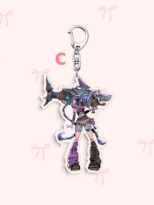 1个可爱卡通游戏动漫奥术金克丝LOL亚克力钥匙扣，角色印花亚克力钥匙扣，南瓜钥匙扣，汽车钥匙圈。金克丝，艾克，日常包包配饰，包包挂饰，挂绳，钥匙扣。非常适合送给男朋友、女朋友、家人、医生、护士，作为圣诞礼物，装饰手机等等。包包挂饰，汽车钥匙扣，送给老师、姐妹的礼物创意 - 彩色 - 查看 5