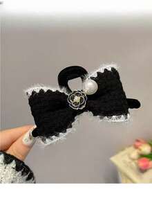 Autumn/Winter Elegant Bow Bun Claw Clip, Plush Hair Claw Winter Hair Accessories Elegant Hair Clutch Elegant Hair Clip Summer Beach Vacay - Multicolor - View 5