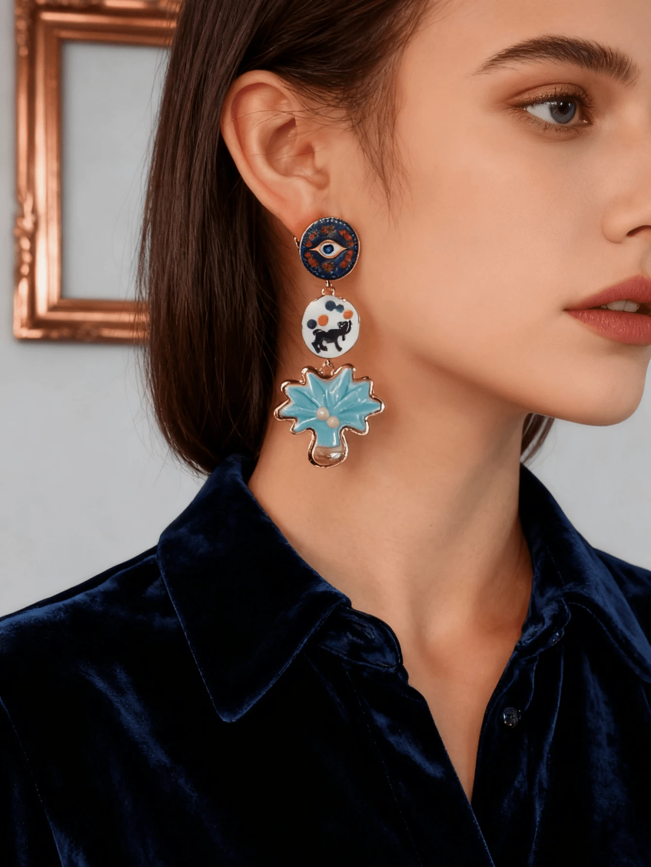 1 Pair Exaggerated Vintage Heart, Floral, Starfish, Palm Tree Bohemian Style Earrings For Women