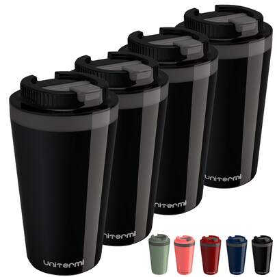 Kit com 4 Copos Térmico Minas 400 ML com Tampa Parede Dupla Multiuso Squeeze Unitermi Café Chá