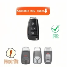 【三种颜色可选：黑色、白色、粉色】适用于奥迪A1 A3 A4 A5 A6 A7 S3 S7 S8 R8 Q2 Q3 Q5 Q7 Q8 C5 C6 TT RS3 RS6的TPU全包覆式汽车翻盖钥匙扣保护套，精致高端，适合女生使用。 - 鑰匙圈60 - 查看 5