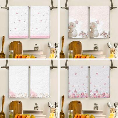 2/4 peças de panos de prato com estampa floral, panos de prato modernos de microfibra superabsorventes, panos de prato para cozinhar e assar, panos de limpeza, toalhas de mão, altamente macios e absorventes, decoração de cozinha, presentes para vizinhos, mães, aniversários, inauguração de casa para amigos, itens essenciais de cozinha, necessidades diárias