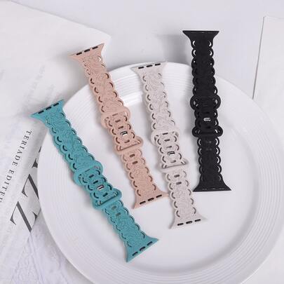 1pc Flower Pattern Silicone Watchband Compatible With Apple Watch Series 11 Band 41/40/44/45mm/42mmS11/42mmS10/38/46/49mm Women/Men,Soft Skin-Well Bracelet Correas Adjustable Wristbands Compatible With Iwatch Series 11/10/9/8/7/6/5/4/3/SE 3/Ultra 3 Smartwatch Accessory