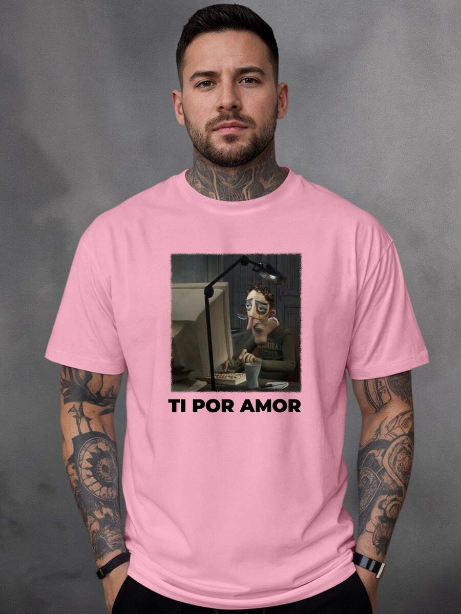 Men T-Shirts - 淺粉色 - 查看 1