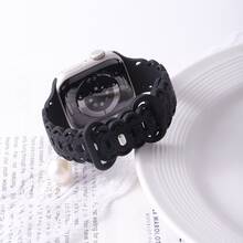 1pc Flower Pattern Silicone Watchband Compatible With Apple Watch Series 11 Band 41/40/44/45mm/42mmS11/42mmS10/38/46/49mm Women/Men,Soft Skin-Well Bracelet Correas Adjustable Wristbands Compatible With Iwatch Series 11/10/9/8/7/6/5/4/3/SE 3/Ultra 3 Smartwatch Accessory