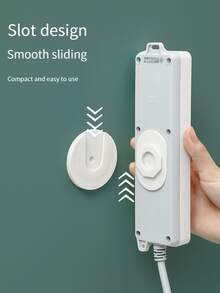 1pc Non-Destructive Drill-Free Wall-Mounted Power Board Bracket - White - View 5