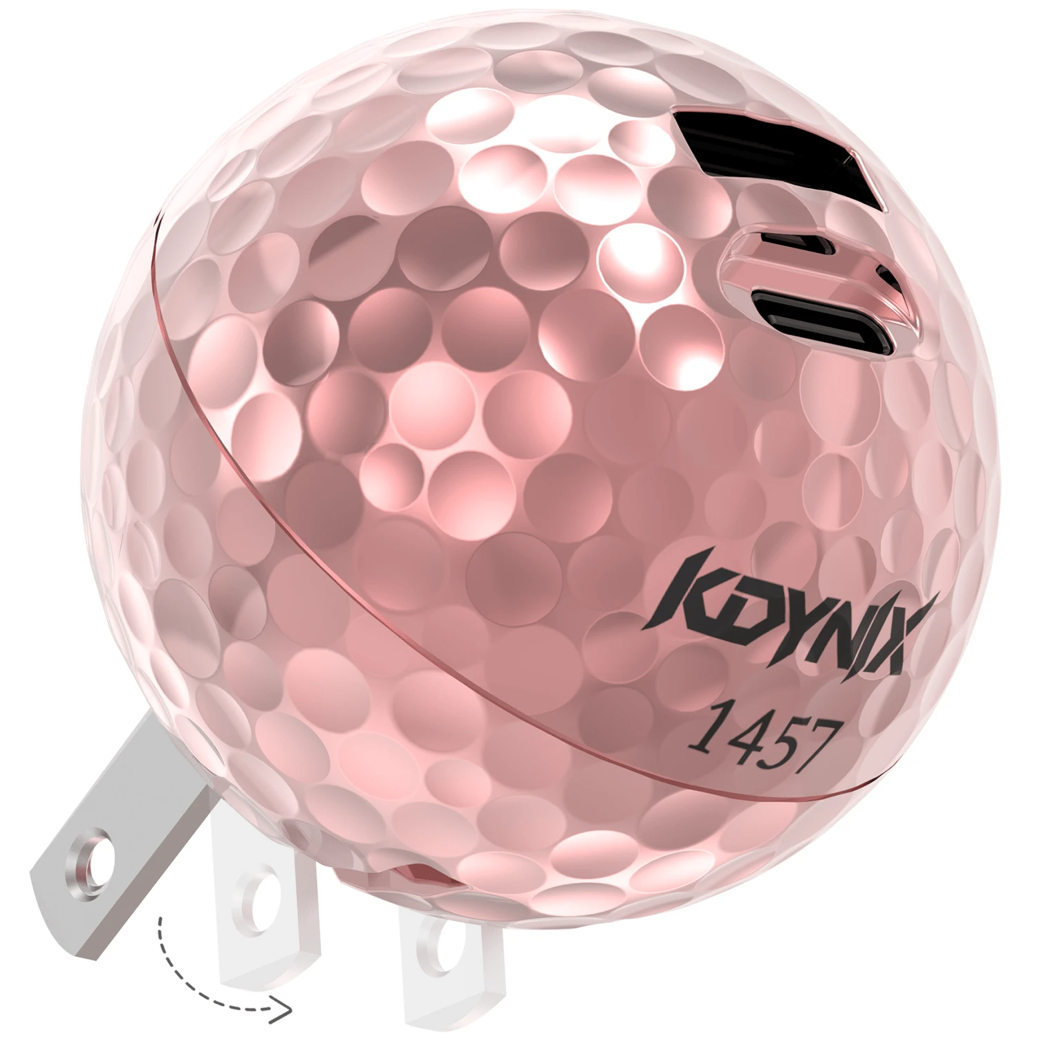 KDYNIX Charger Ball,20W Dual Port Creative Golf Ball Charger Block,GaN III Power Adapter Fast Wall Charger With UL Certified,Fast Charging For IPhone 16/15 Series, Galaxy,IPad,The Best Gift For Ballers. - 電鍍玫瑰金 - 查看 1