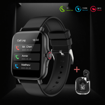 Upgraded 1pc Unisex Smart Watch With Earphones, Multiple Sports Modes, Distance Tracking, Music Control, Remote Camera, Wireless Call, Customizable Dial, Smart Notifications, 1.44" Full Touch Screen, Compatible With IOS/Android, Great For Christmas, Halloween Gifts