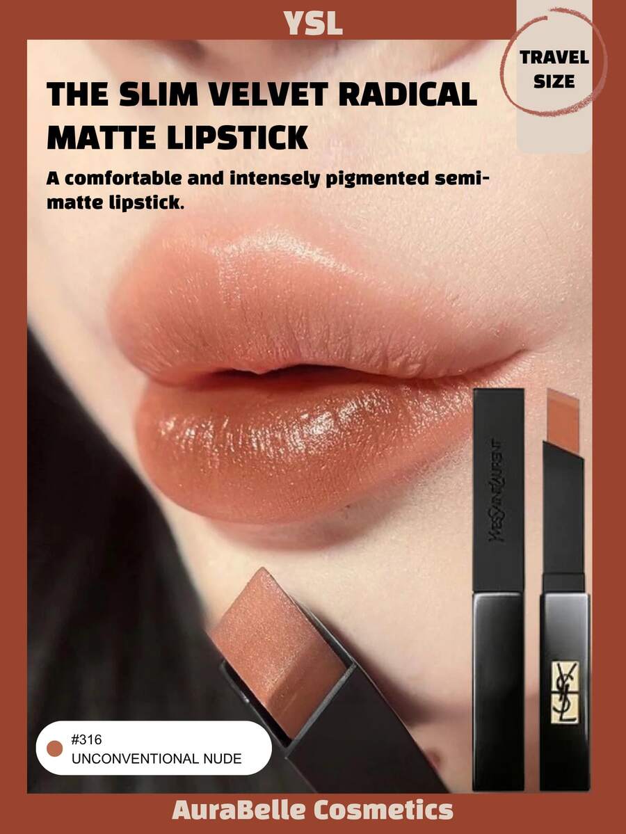 YSL Saint Laurent Slim Velvet Matte Lipstick (Black Tube) 1.2g #316/#312 - #316 - View 1