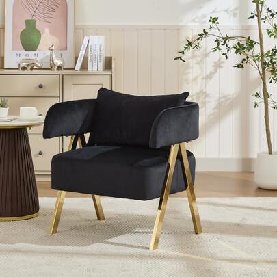 TYBOATLE Velvet Barrel Accent Chair For Living Room Bedroom, Comfy Reading Armchairs