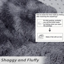 1 块柔软蓬松椭圆形防滑地毯，卧室/客厅/入口毛绒扎染矩形地毯，家居装饰长绒地毯和垫子 - 彩色 - 查看 11